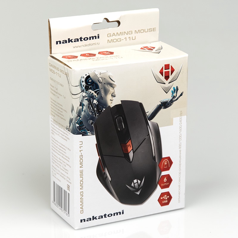 Мышь игровая Nakatomi Gaming MOG-11U mouse 6кнопок + ролик USB черная 