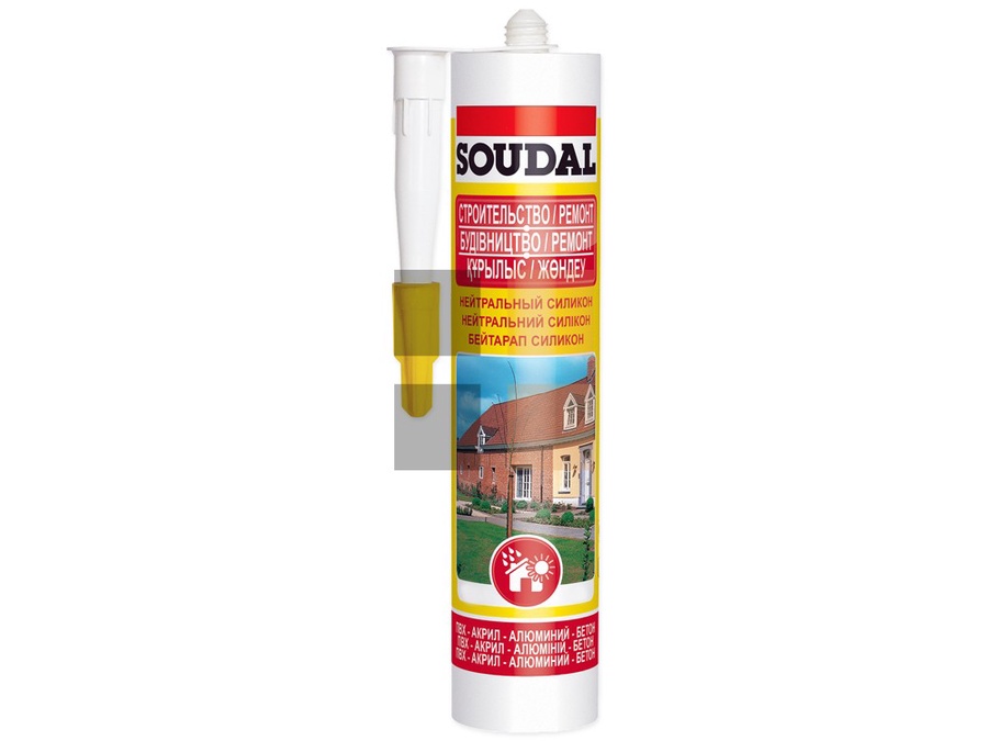 Силикон нейтральный "Soudal" СТРОИТЕЛЬСТВО РЕМОНТ серый 280 мл