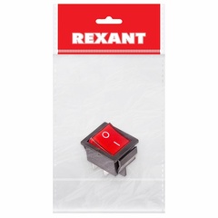 Выключатель клавишный REXANT 250V 16А 4с ON-OFF красный с подсветкой арт.36-2330-1 