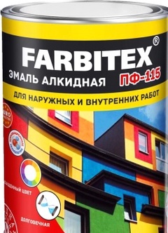 Эмаль алкидная FARBITEX ПФ-115 красный 400г 