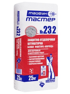 Штукатурка защитно-отделочная цементная Тайфун Мастер № 23,2, короед 2 мм, 25 кг